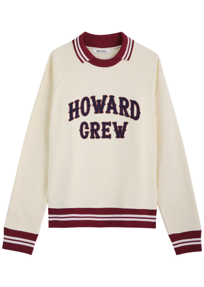 Wales Bonner Crew Embroidered Cotton Sweatshirt - Ivory Cover