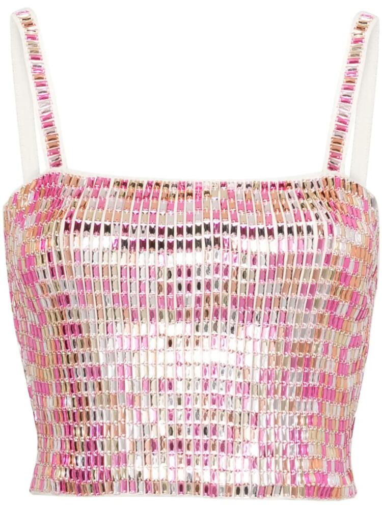 SANDRO crystal-embellished cropped tank top - Pink Cover