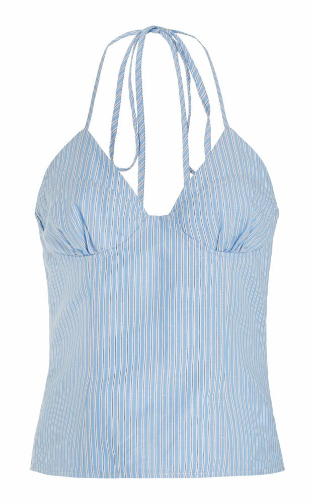 Rosie Assoulin - Cotton-Linen Bustier Top - Blue Cover