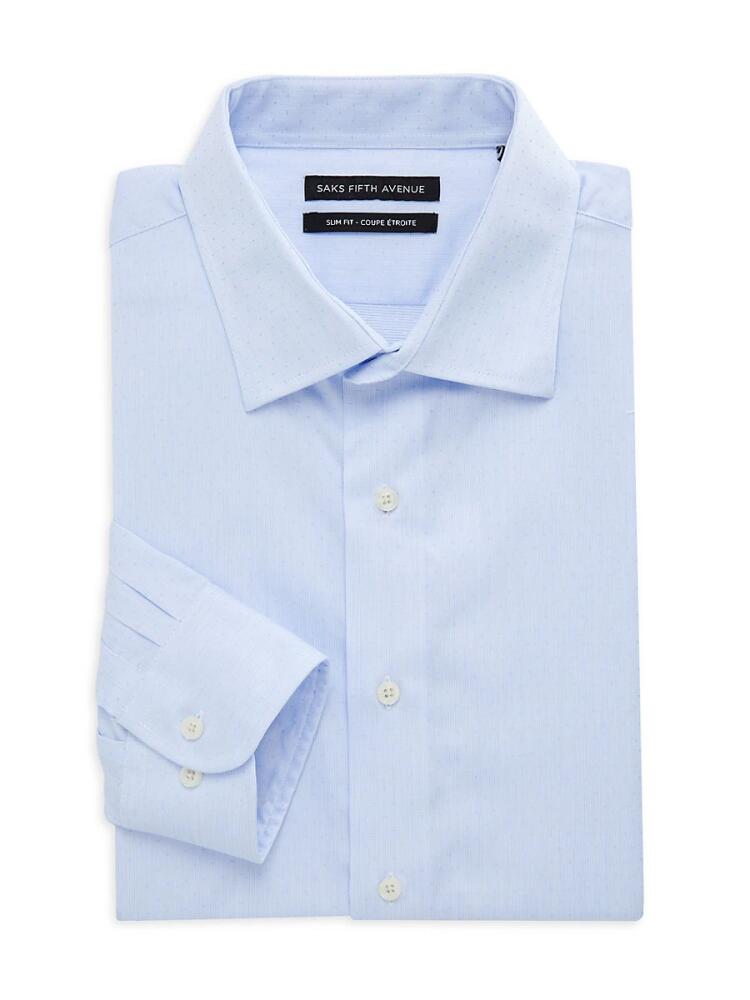 Saks Fifth Avenue Men's Slim Fit Textured Dress Shirt - Light Blue Cover