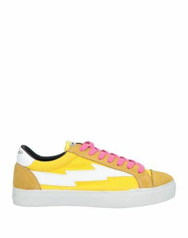 Sanyako Woman Sneakers Mustard Soft Leather, Textile fibers Cover