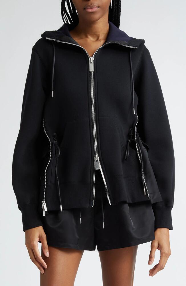 Sacai MA-1 Side Gusset Sponge Hoodie in Black × Black Cover