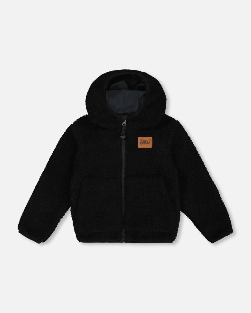 Deux par Deux Little Boy's Reversible Soft Fleece Jacket Black in Anthracite Cover