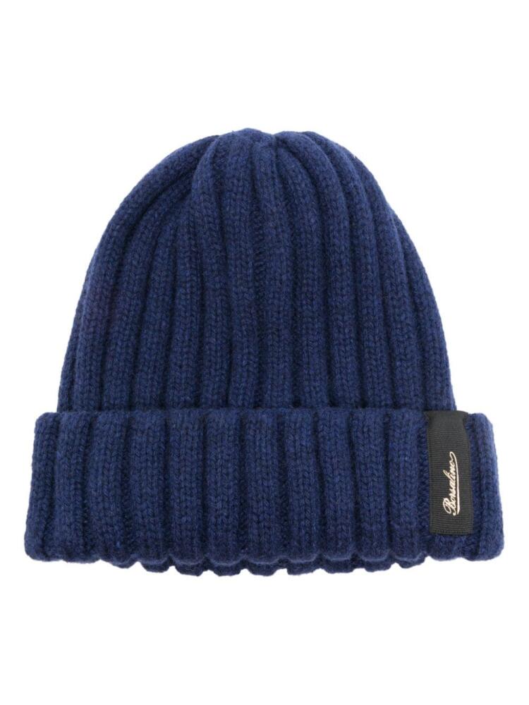 Borsalino logo-patch ribbed beanie - Blue Cover