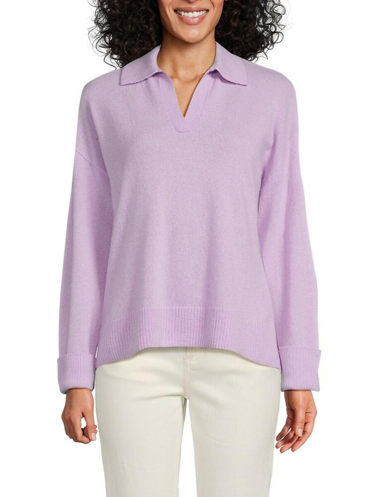 Saks Fifth Avenue Women's 100% Cashmere Johnny Collar Polo - Lavender Cover