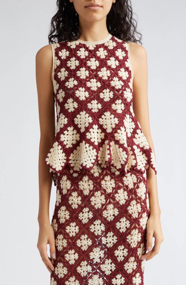 Ulla Johnson Crochet Sleeveless Sweater in Claret Cover