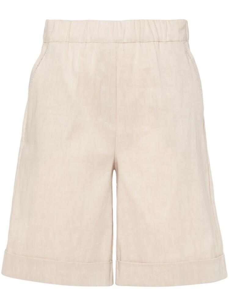 D.Exterior high-waisted tailored shorts - Neutrals Cover