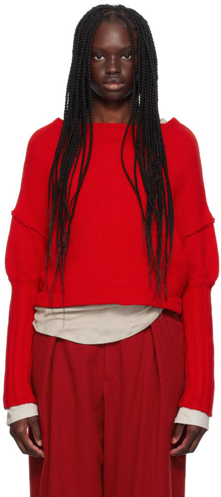 YOHJI YAMAMOTO Red R-Cap Sleeve Sweater Cover