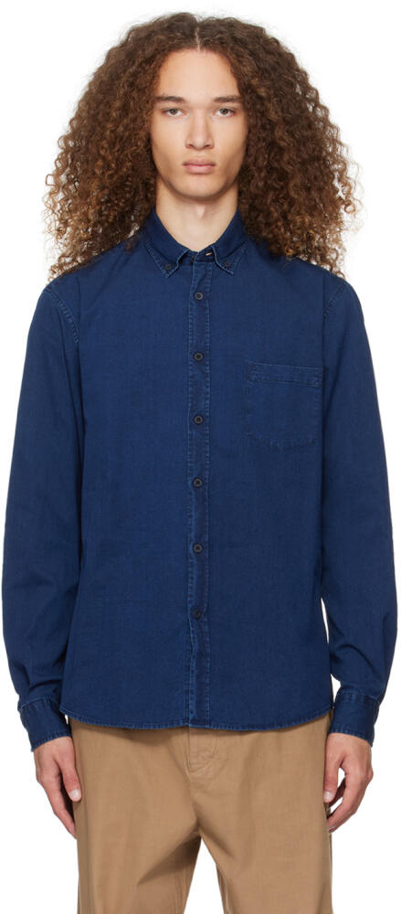 Sunspel Indigo Button Down Denim Shirt Cover