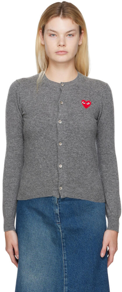 COMME des GARÇONS PLAY Gray Heart Patch Cardigan Cover