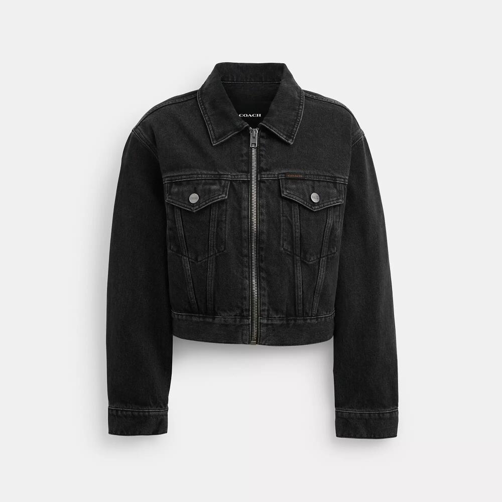 Coach Denim Crop Jacket In Organic Cotton Cover