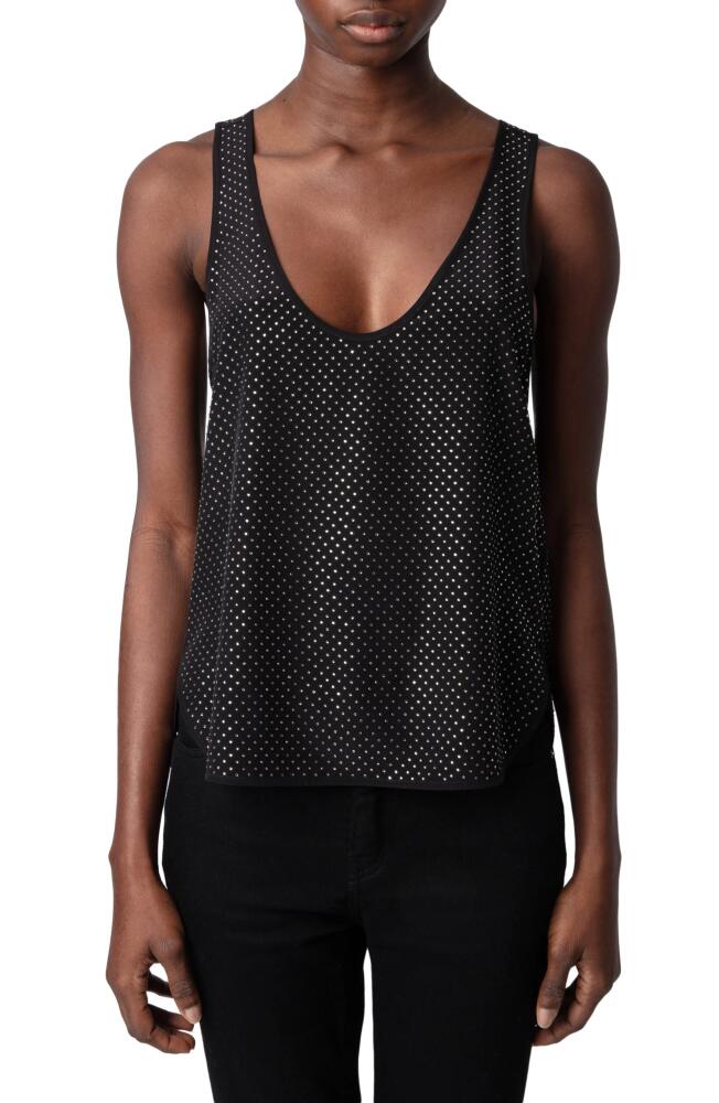 Zadig & Voltaire Carys Rhinestone Embellished Silk Tank in Noir Cover