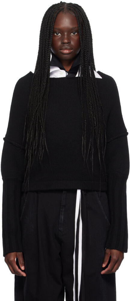 YOHJI YAMAMOTO Black R-Cap Sleeve Sweater Cover