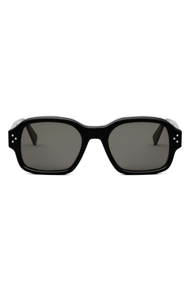 CELINE Bold 3 Dots 53mm Geometric Sunglasses in Shiny Black /Smoke Cover