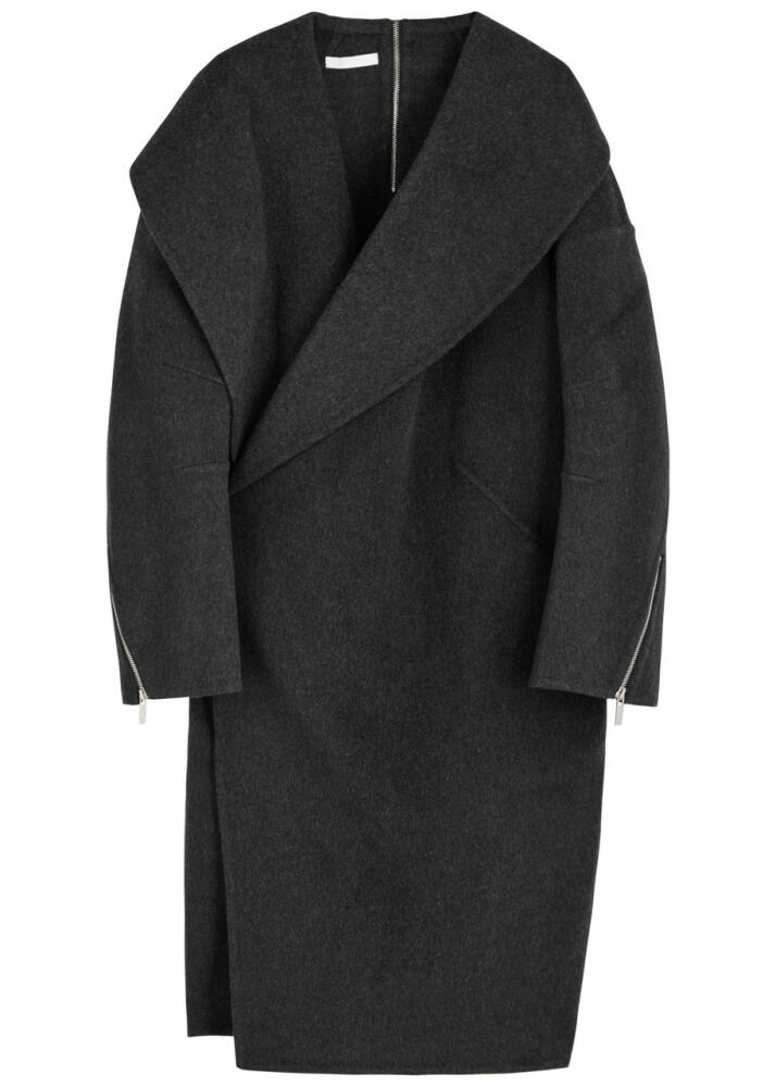 Helmut Lang Apex Cocoon Wool Coat - Charcoal Cover