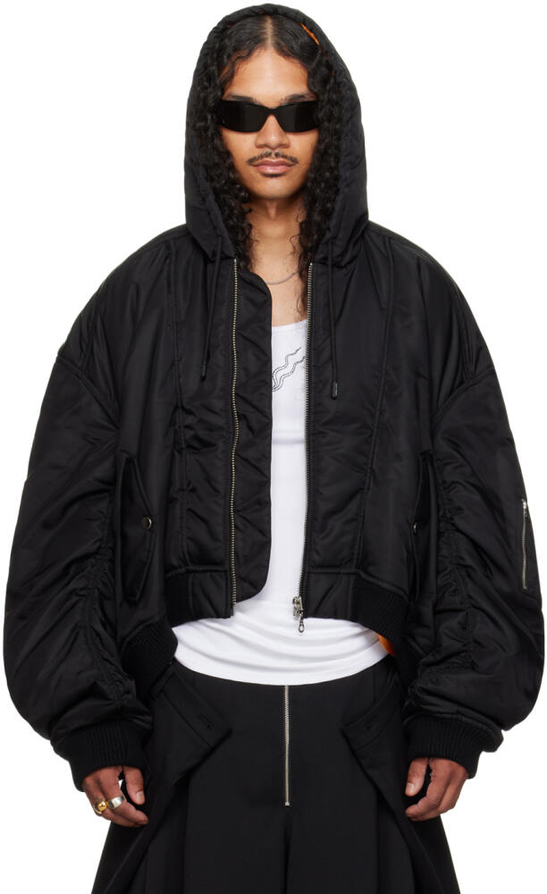 LU'U DAN Black Distorted MA1 Bomber Jacket Cover