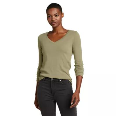 Eddie Bauer Women's Favorite Long-Sleeve V-Neck T-Shirt Cover