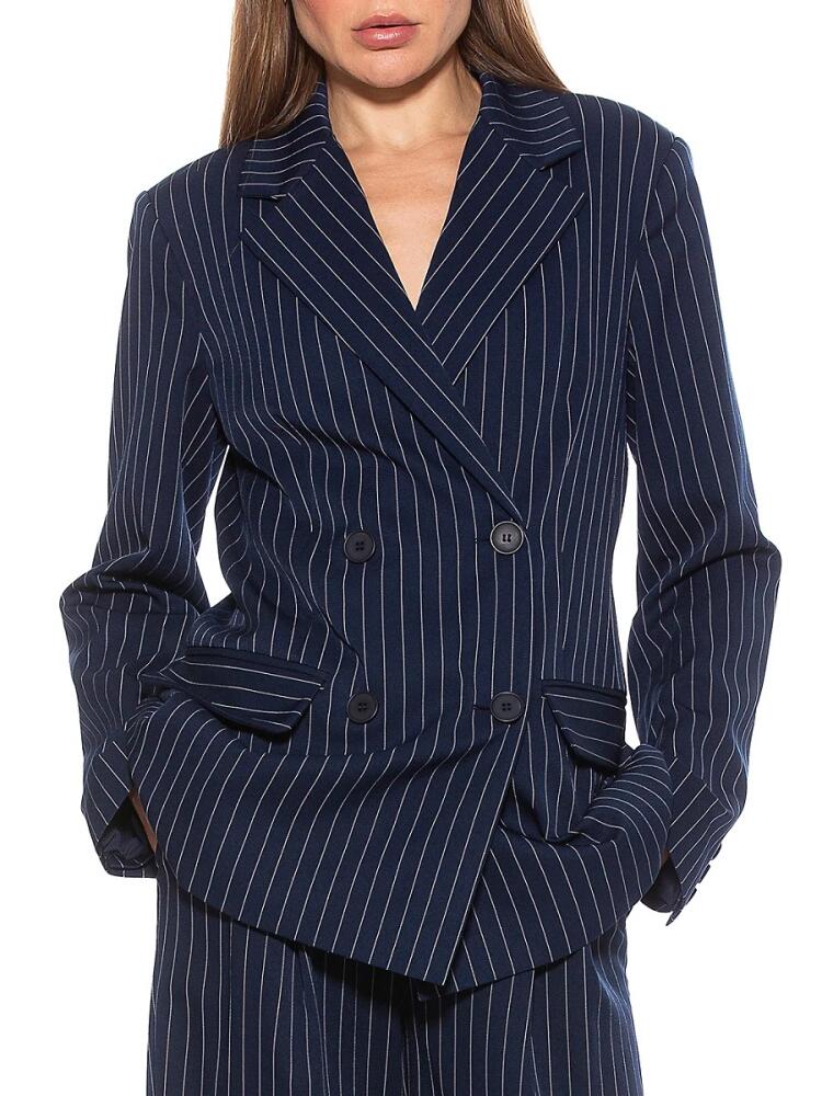 Alexia Admor Women's Pinstripe Double Breasted Blazer - Navy Stripe Cover