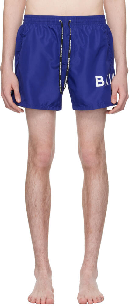 Balmain Blue Printed Swim Shorts Cover