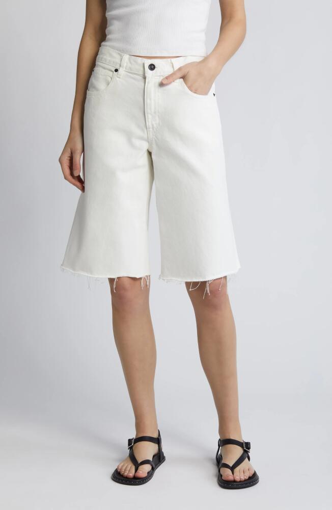 SLVRLAKE Mica Frayed Hem Denim Bermuda Shorts in White Cover