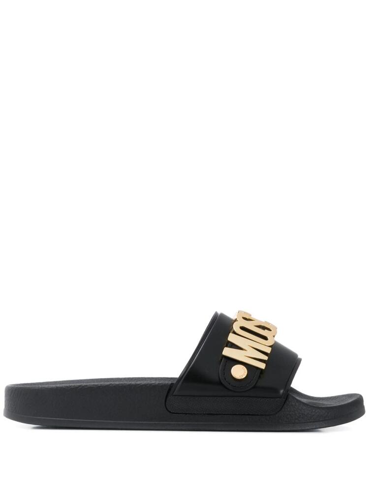 Moschino lettering logo slides - Black Cover