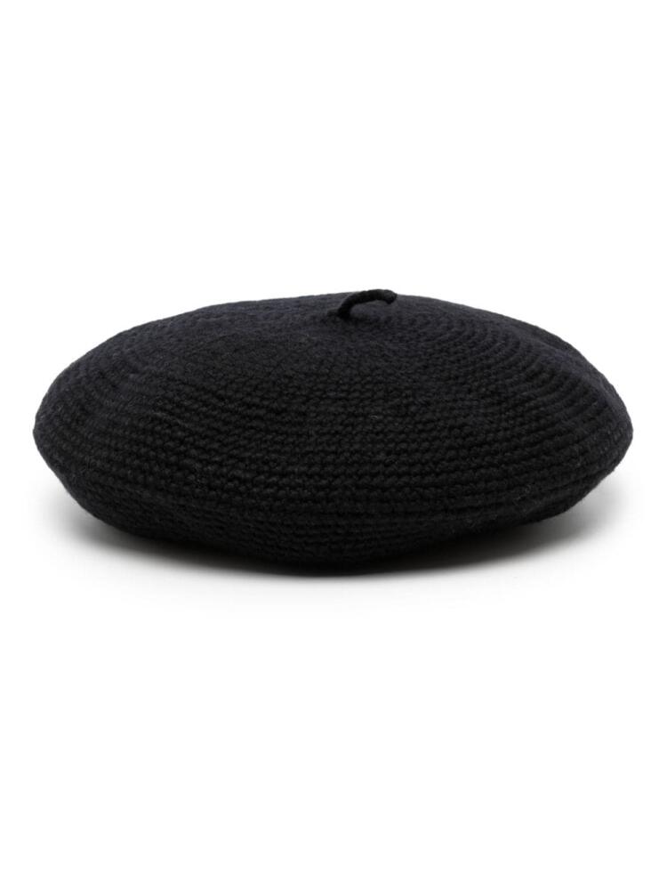 BODE crochet-knit wool beret - Black Cover