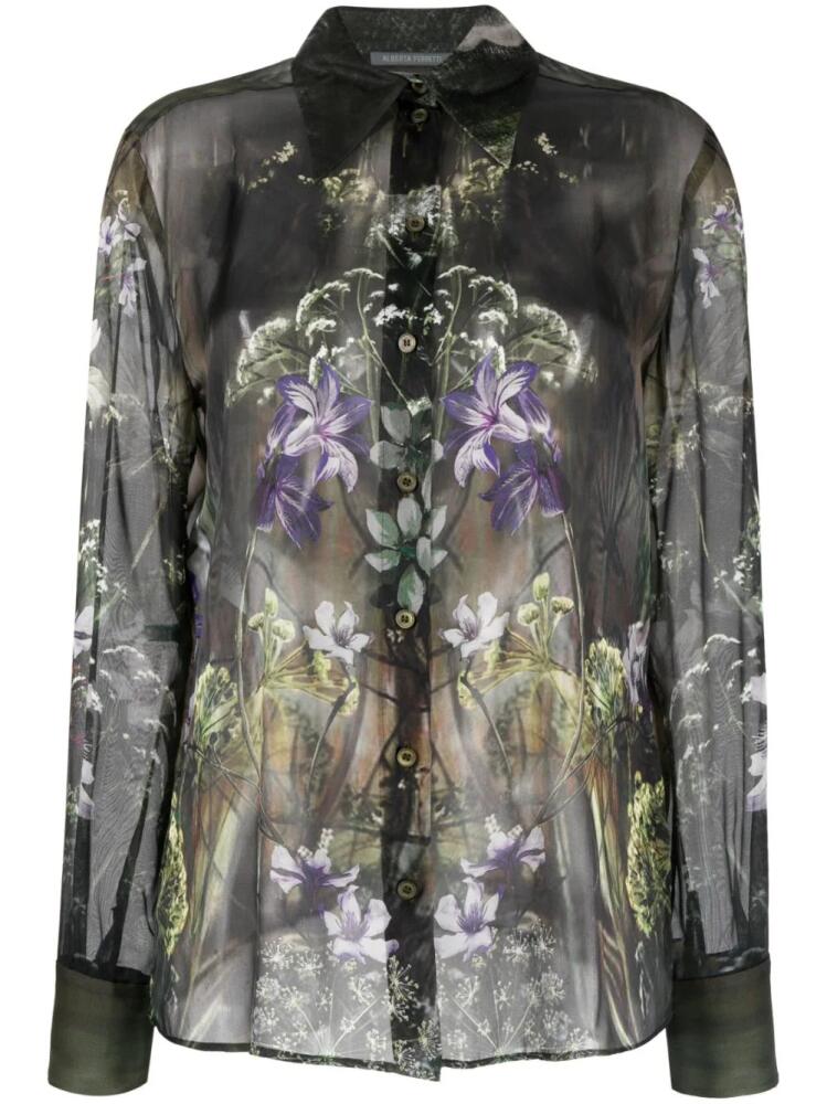 Alberta Ferretti floral-print silk shirt - Grey Cover