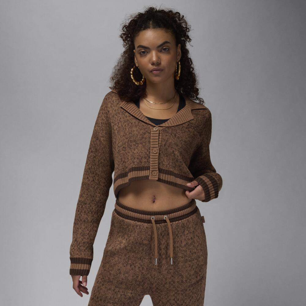 Women's Air Jordan Knit Cardigan in Brown Cover