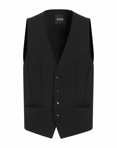 Boss Man Tailored Vest Black Virgin Wool, Elastane Cover