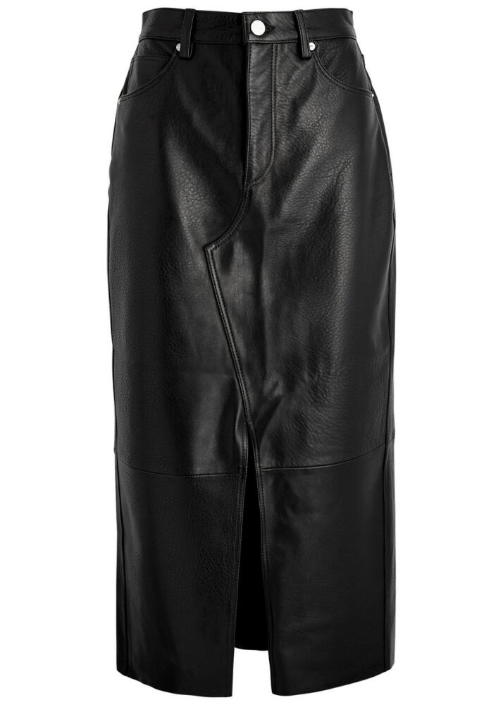 Frame Grained Leather Midi Skirt - Black Cover