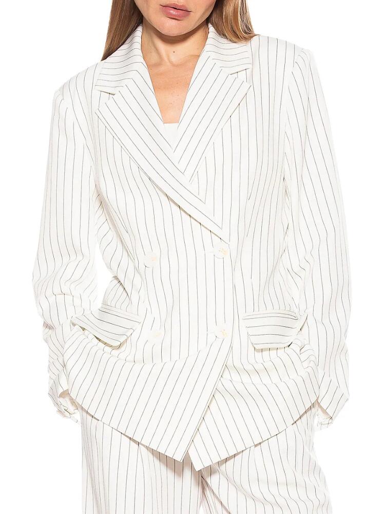 Alexia Admor Women's Pinstripe Double Breasted Blazer - Beige Stripe Cover