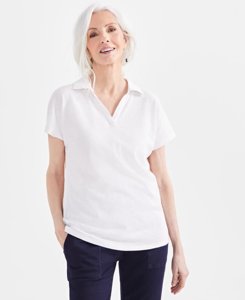 Style & Co Petite Linen-Blend Polo, Created for Macy's - Shiitake Cover