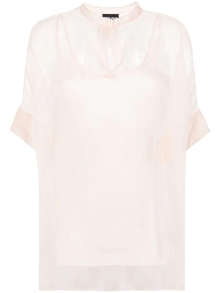 Giorgio Armani sheer layered silk blouse - Pink Cover