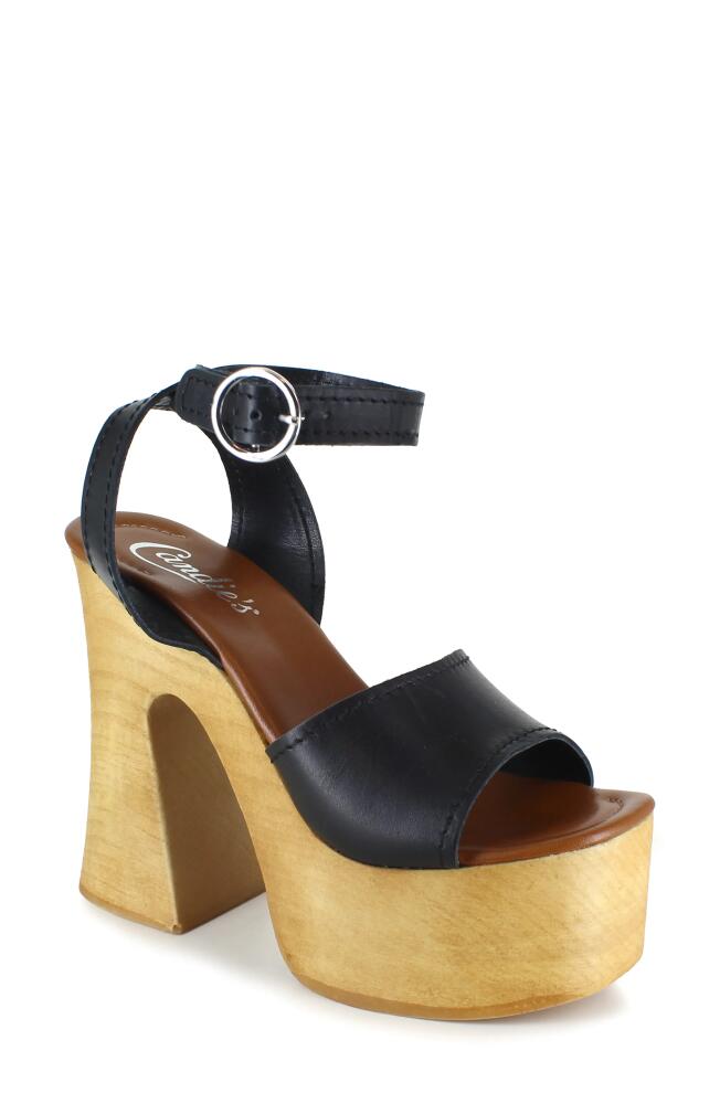 Candie's Ida Platform Sandal in Black Leather Cover