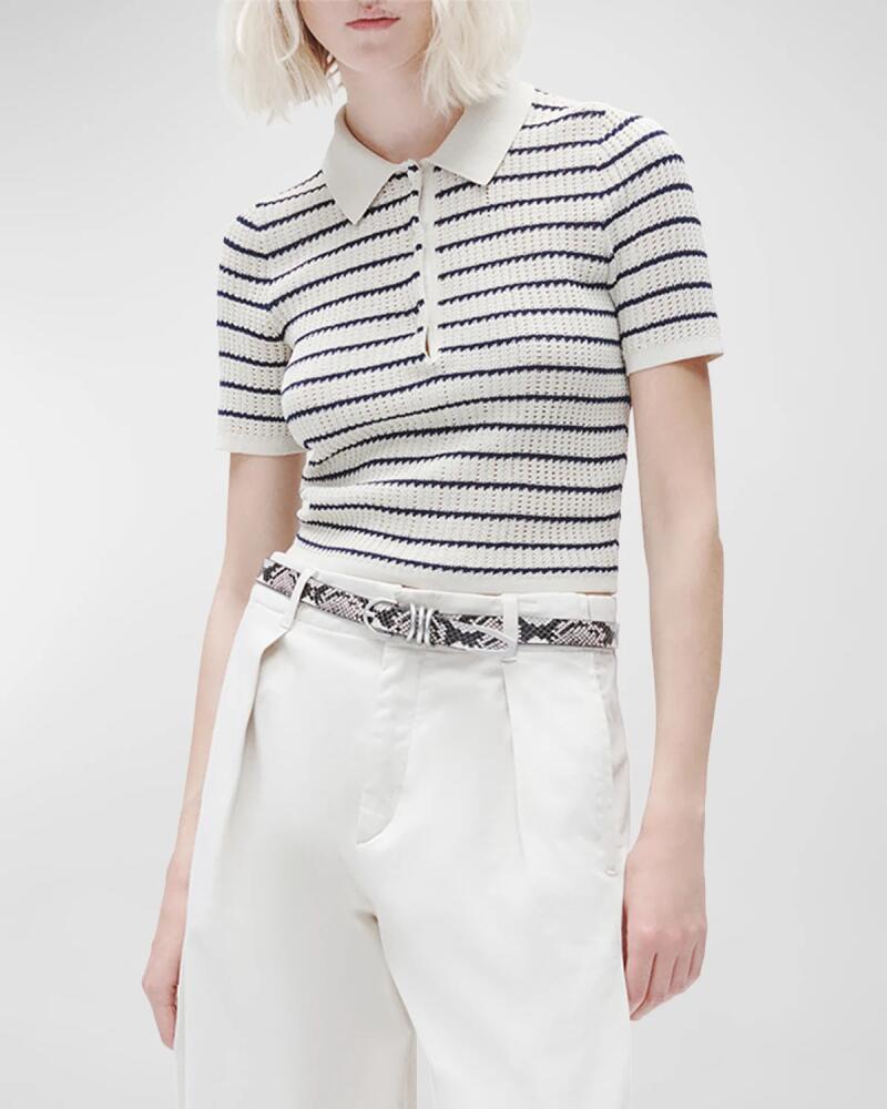 Rag & Bone Viola Stripe Open-Knit Polo Top Cover