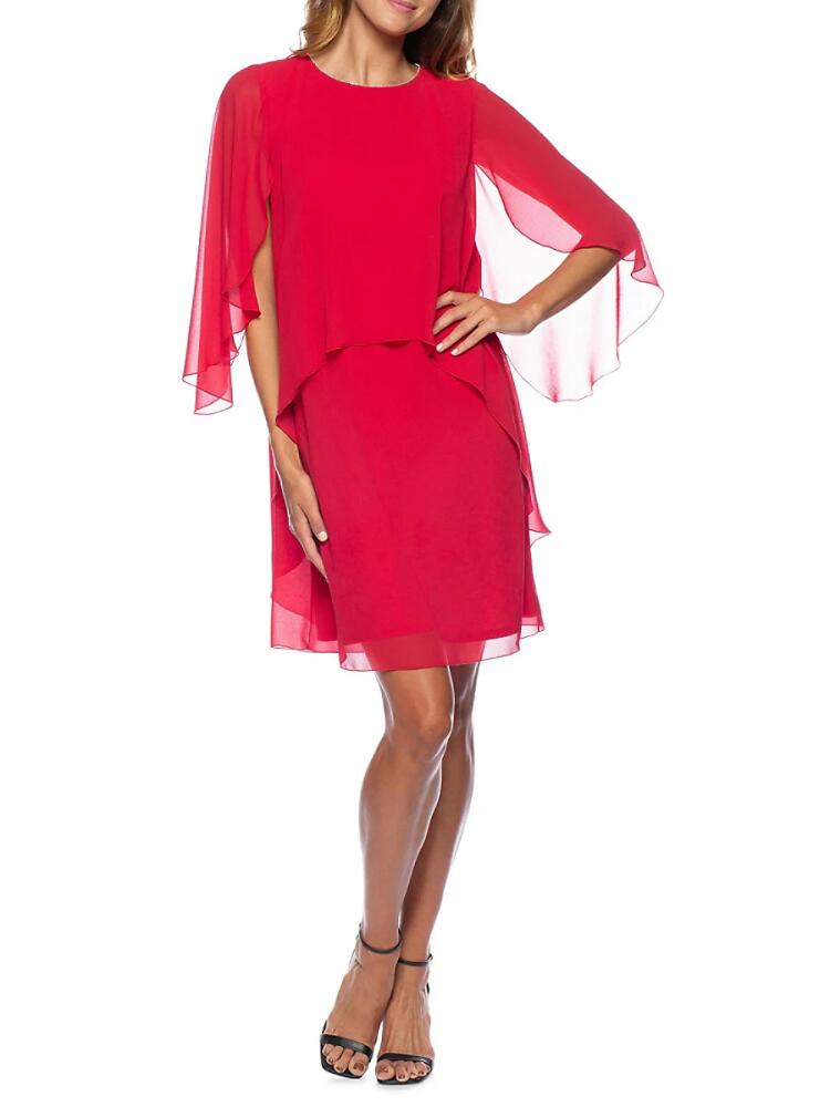 Marina Women's Flutter Sleeve Chiffon Mini Dress - Red Cover