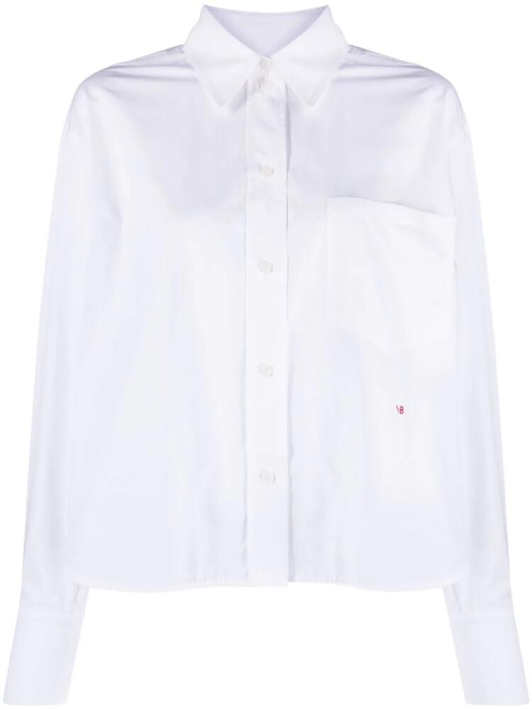 Victoria Beckham logo-embroidered poplin shirt - White Cover