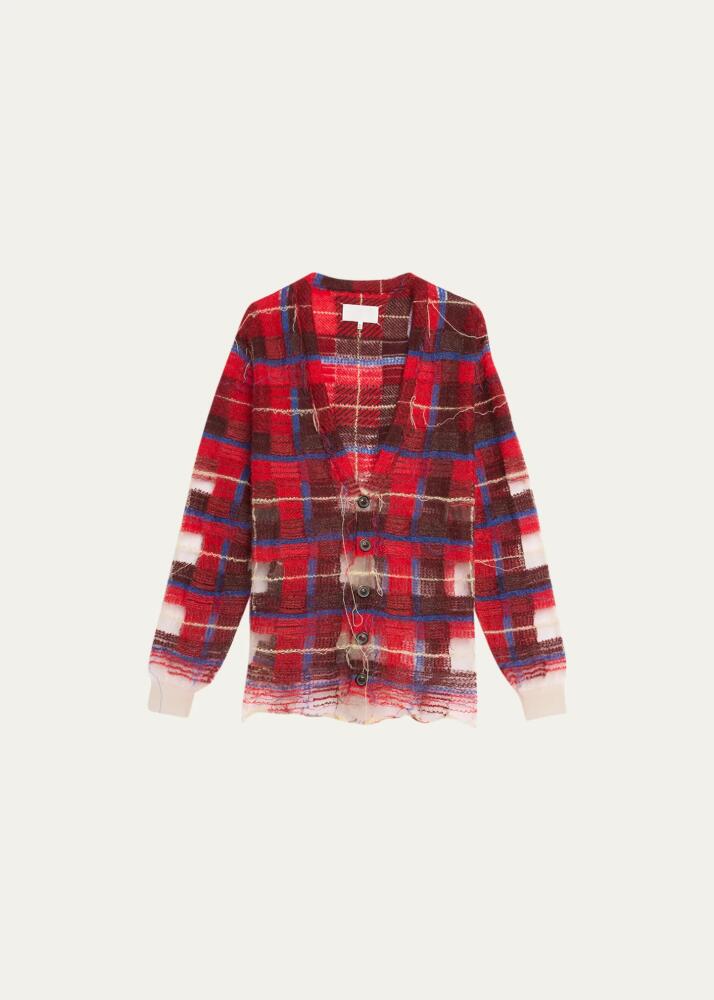 Maison Margiela Mohair Plaid Cardigan with Mesh Inset Details Cover