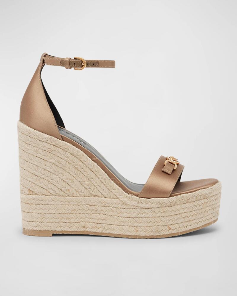 Versace Medusa Silk Ankle-Strap Wedge Espadrilles Cover