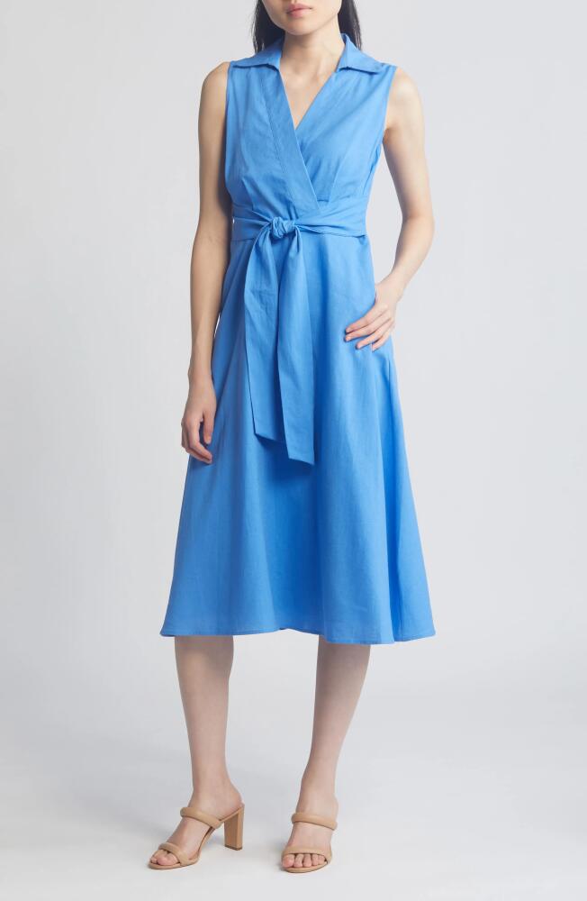 Tahari ASL Sleeveless Midi Shirtdress in Summer Sky Cover