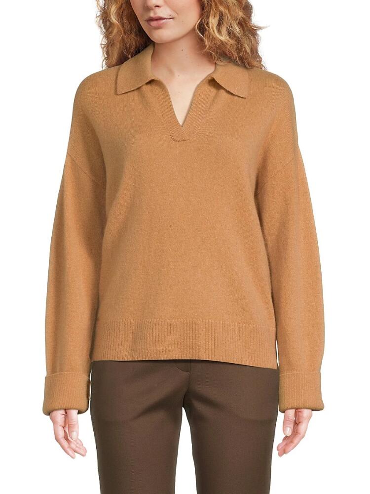 Saks Fifth Avenue Women's 100% Cashmere Johnny Collar Polo - New Camel Cover