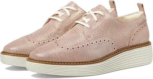 Cole Haan Originalgrand Platform Wing Tip Oxford (Rose Gold Shimmer Suede/Ivory) Women's Shoes Cover