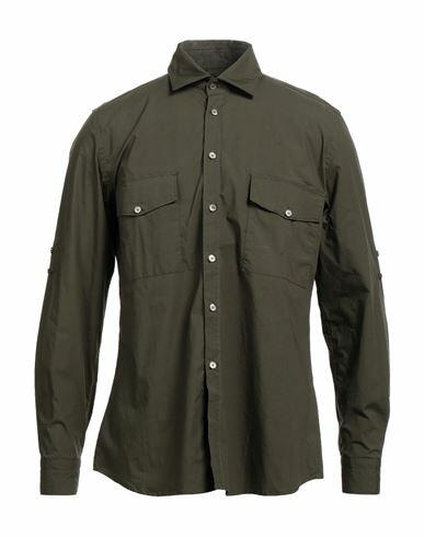 Messagerie Man Shirt Military green Cotton, Elastane Cover