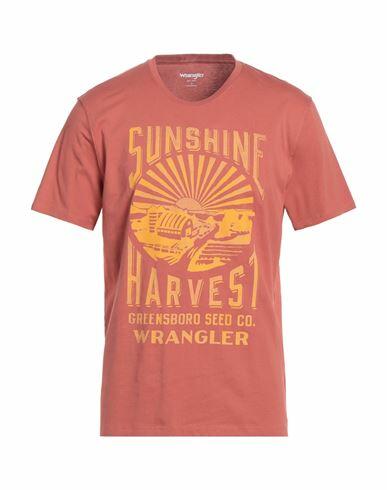 Wrangler Man T-shirt Rust Cotton Cover