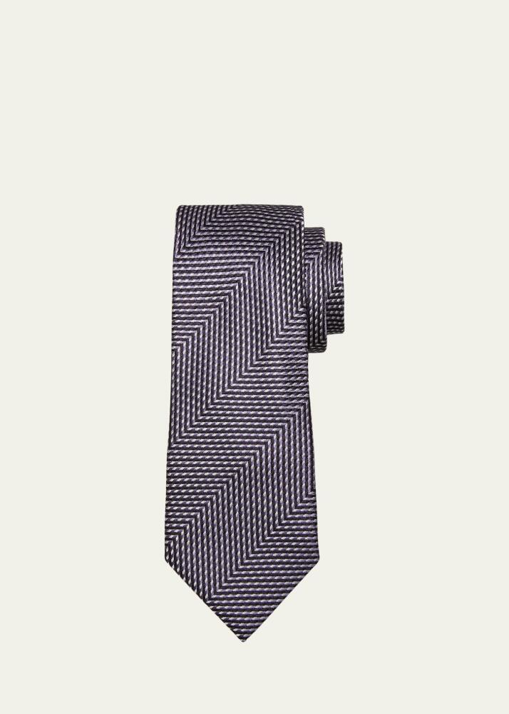 TOM FORD Men's Mulberry Silk Herringbone Tie Cover