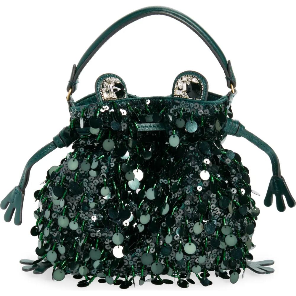 Anya Hindmarch Frog Sequin Crossbody Bag in Ink Green /Pond Green Cover