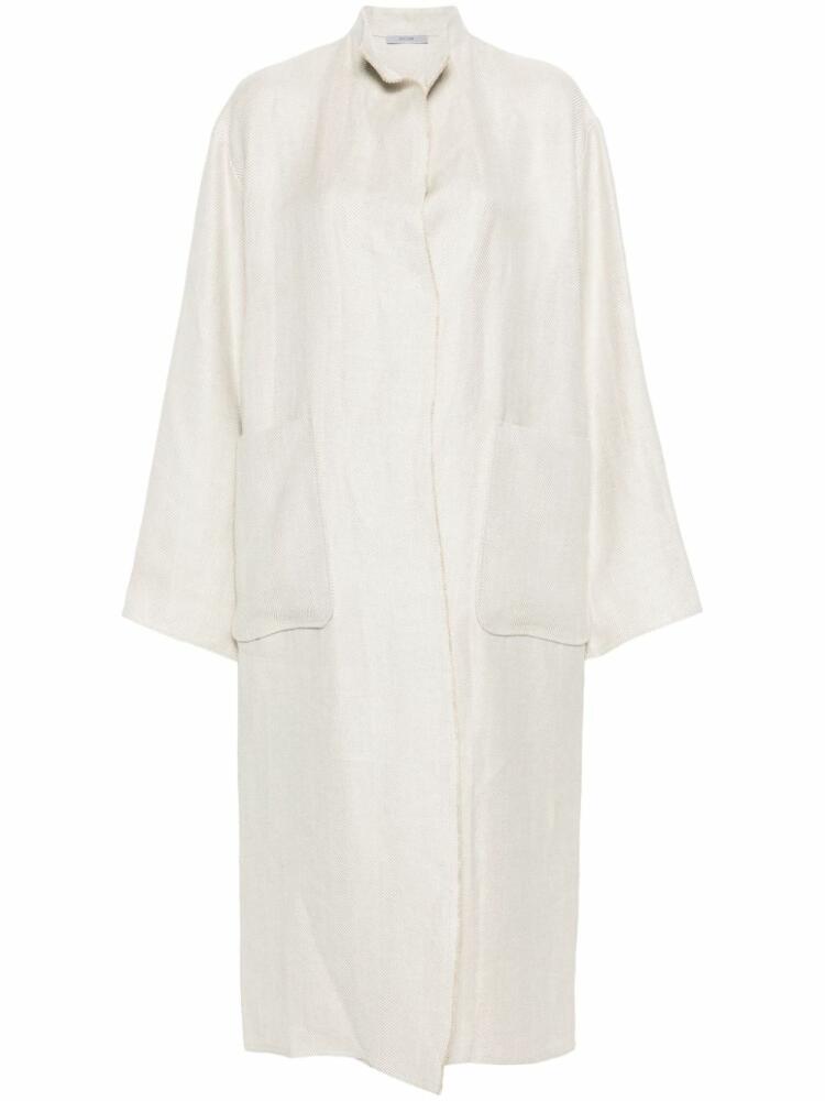 Dusan herringbone-pattern linen coat - Neutrals Cover