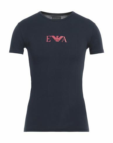 Emporio Armani Men's Knit T-shirt Man Undershirt Midnight blue Cotton, Elastane Cover