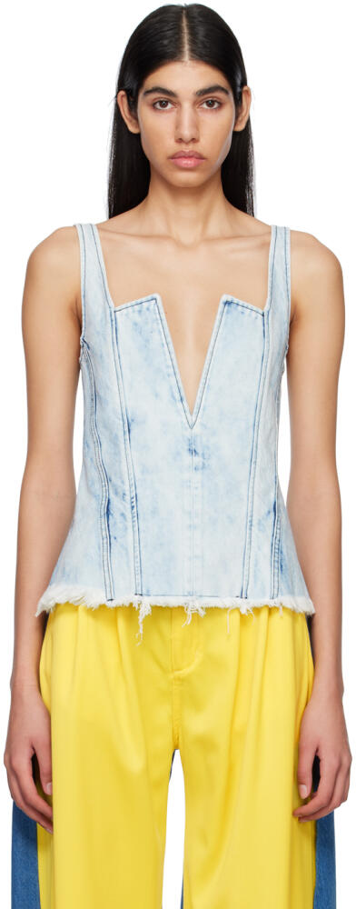 Marques Almeida Blue V-Neck Denim Tank Top Cover