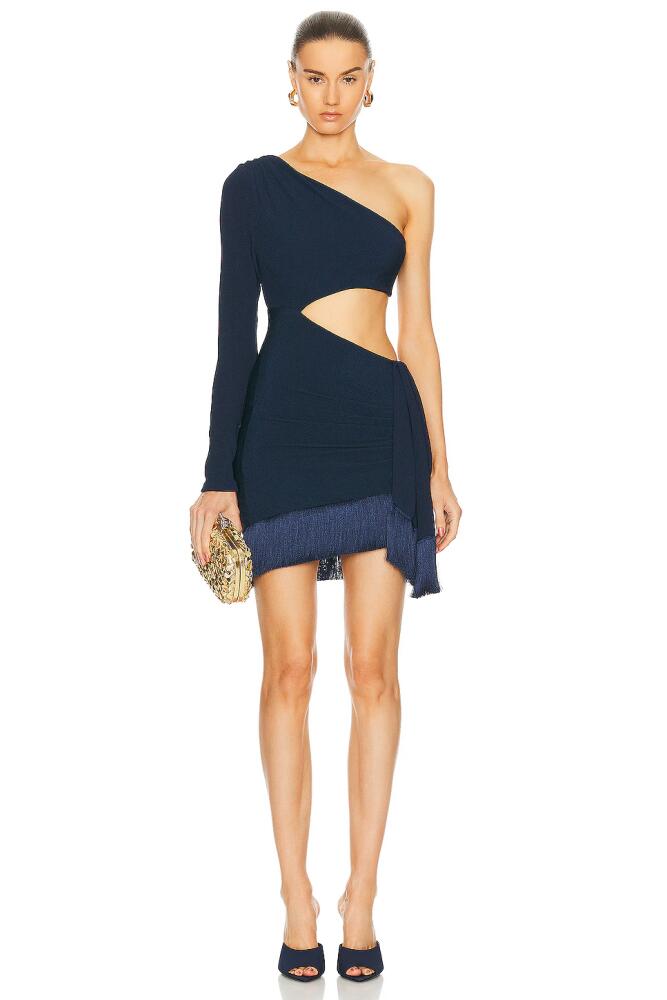 PatBO One Shoulder Cutout Mini Dress in Navy Cover